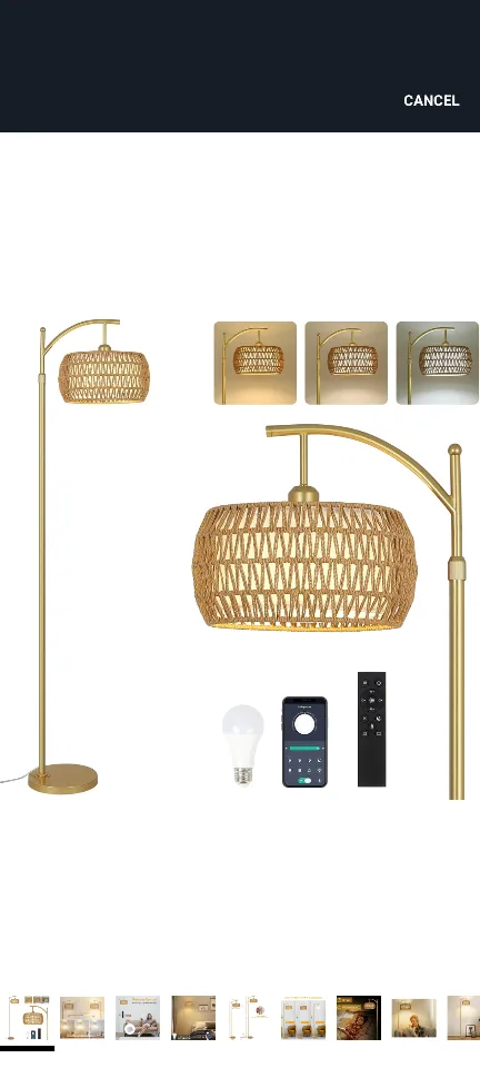 Floor Lamp with Rattan Lampshade thumbnail