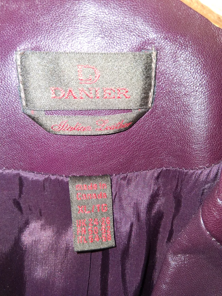 Danier Purple Leather Blazer XL thumbnail