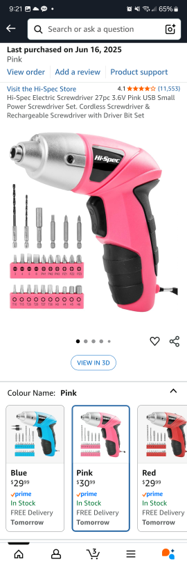 Hi-Spec Pink Electric Screwdriver Set
