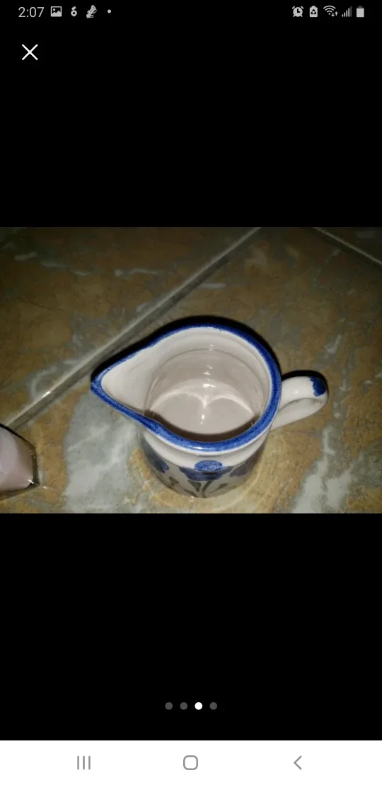 Ceramic Creamer Pitcher with Blue Floral Design image indicator(3)