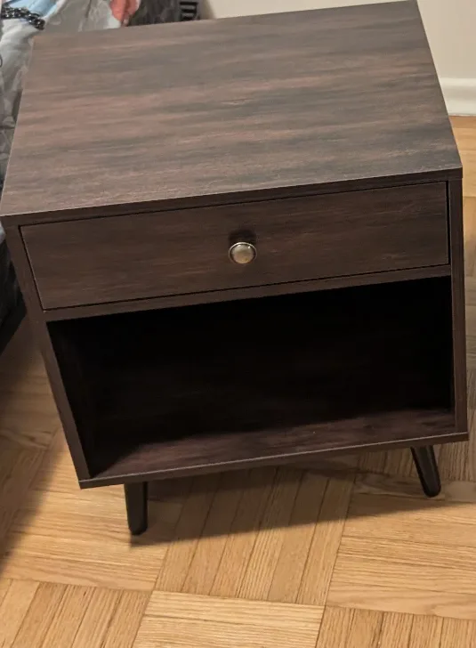 Brown Wood Nightstand with Drawer thumbnail
