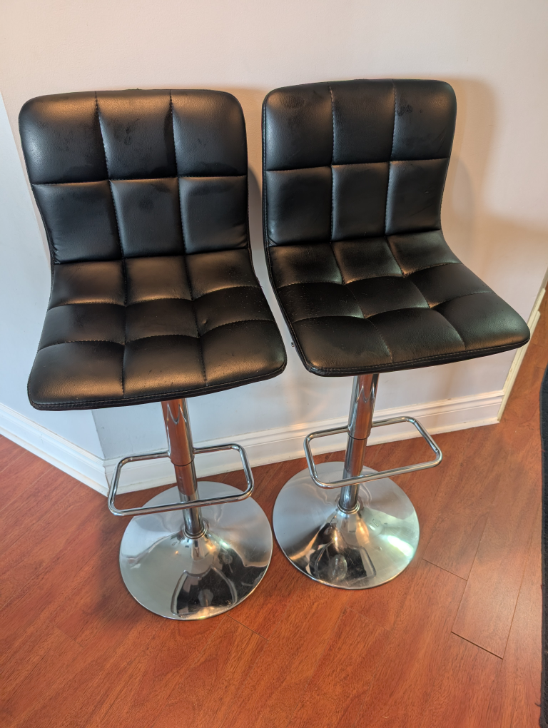 Set of 2 Black Adjustable Bar Stools