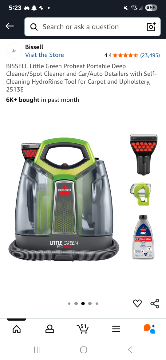 Bissell Little Green ProHeat Carpet Cleaner + Solution