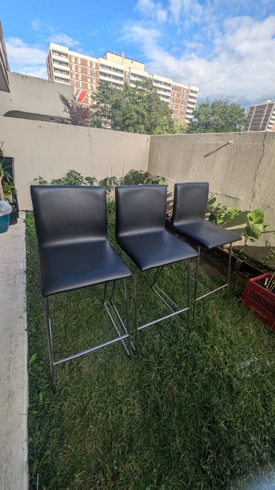 Set of 3 Black Bar Stools