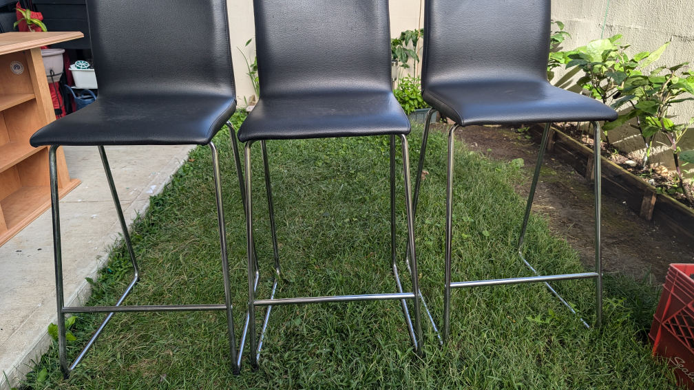 Set of 3 Black Bar Stools - photo 3