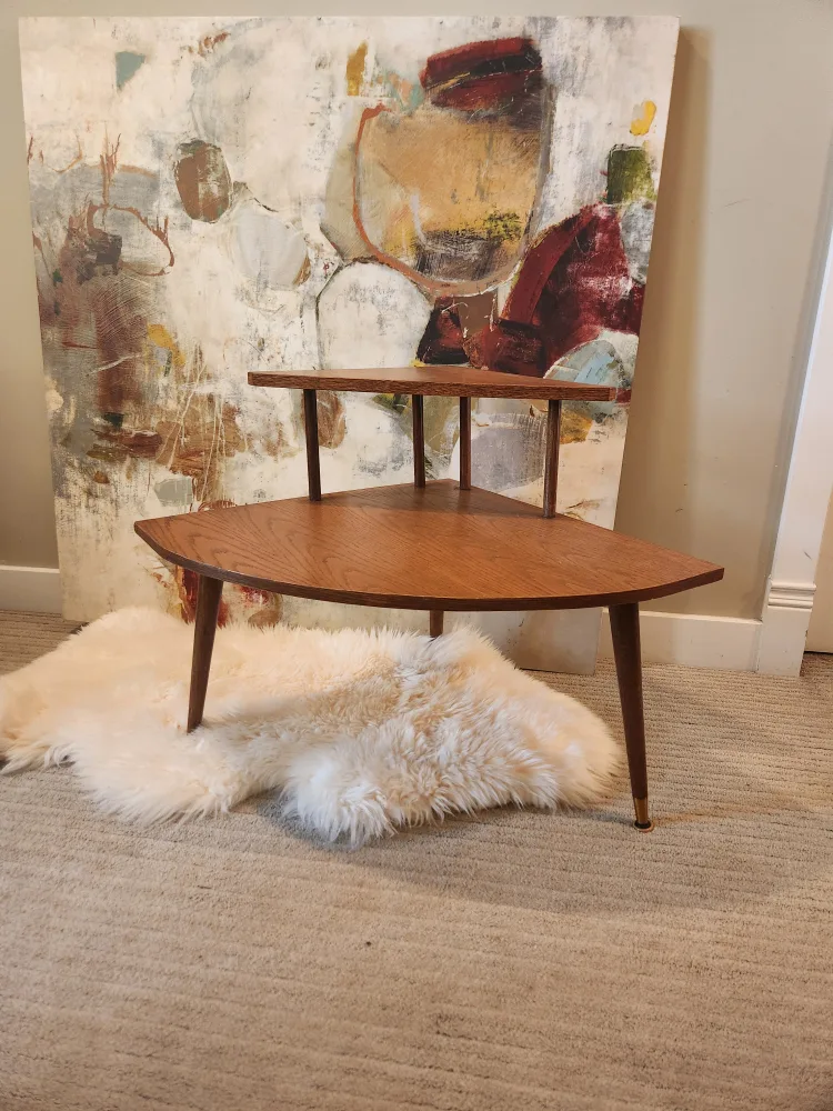 SPACE SAVING MCM Corner Table GREAT 1960s Style thumbnail