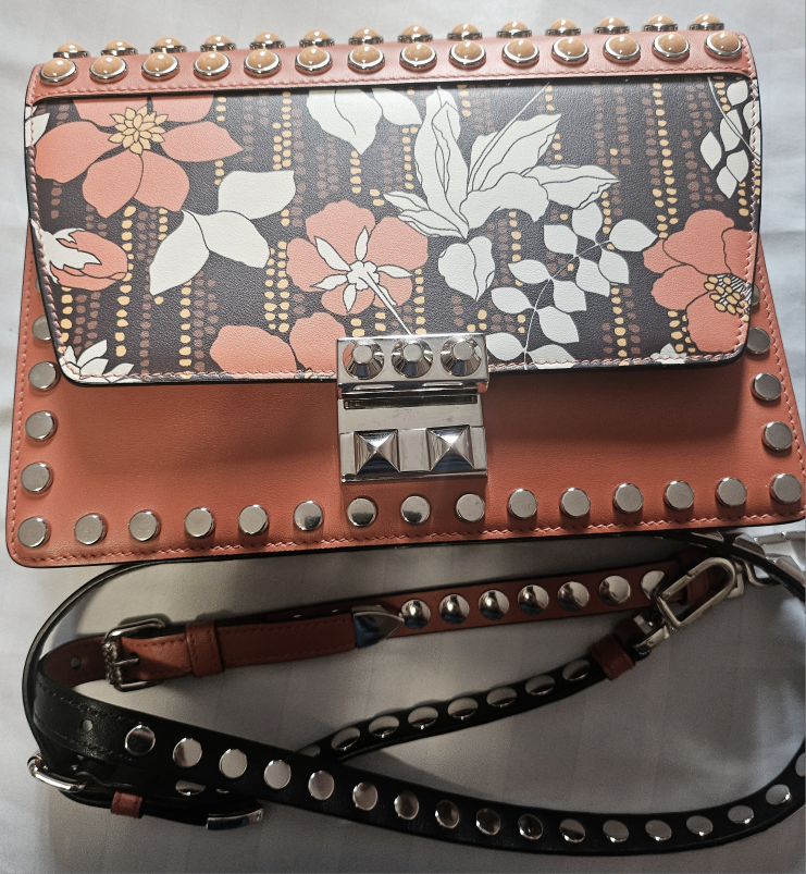 Prada Milano Orange Leather Floral Studded Handbag