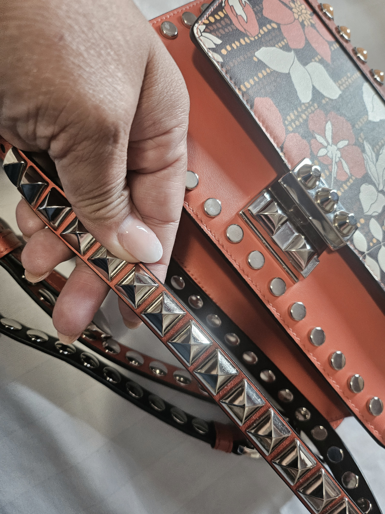 Prada Milano Orange Leather Floral Studded Handbag - photo 3