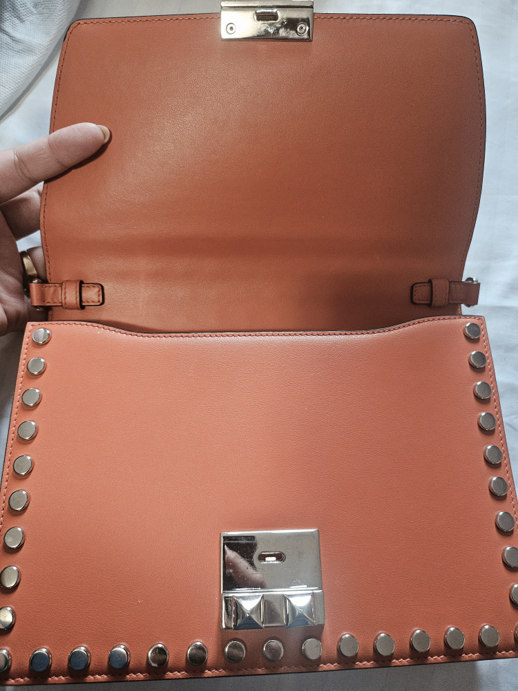 Prada Milano Orange Leather Floral Studded Handbag - photo 4