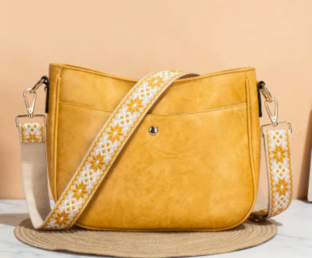brand  new women Yellow Crossbody Bag with Decorative Strap thumbnail