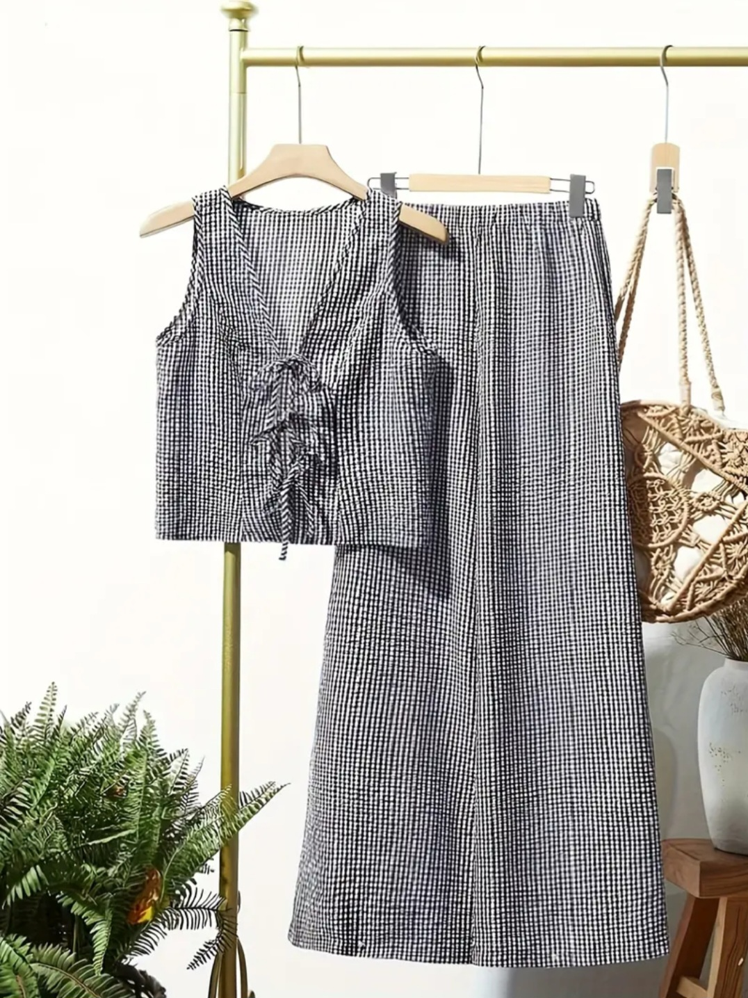 Plaid Two-Piece Set - Size M