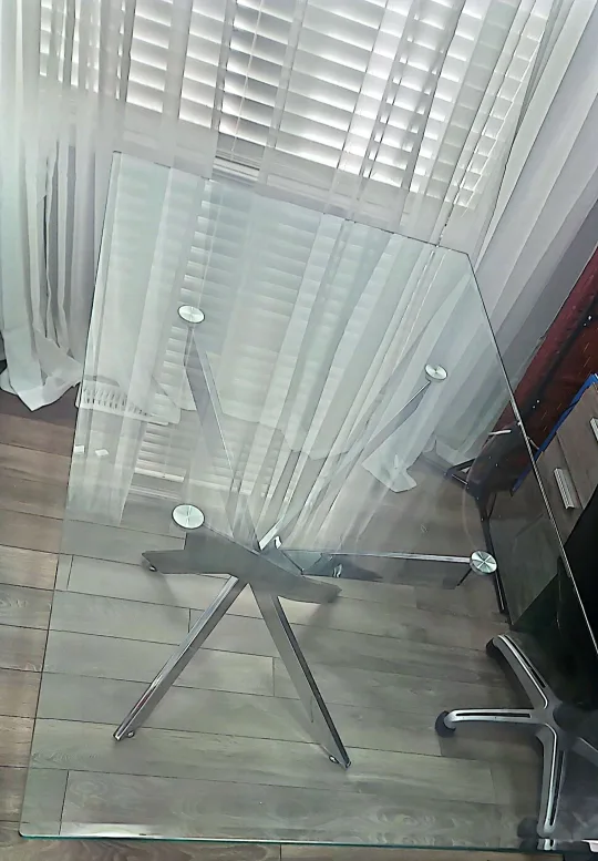 Glass Top Dining Table with Chrome Base image indicator(2)