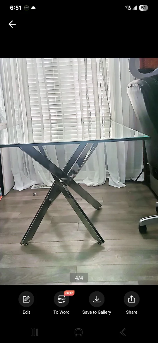 Glass Top Dining Table with Chrome Base image indicator(3)