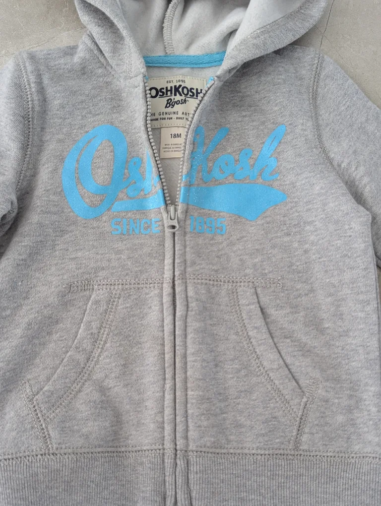 *New* OshKosh B'gosh Grey Zip-Up Hoodie - 18M image indicator(2)