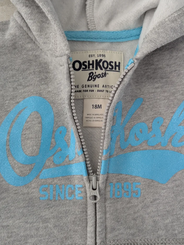 *New* OshKosh B'gosh Grey Zip-Up Hoodie - 18M image indicator(3)