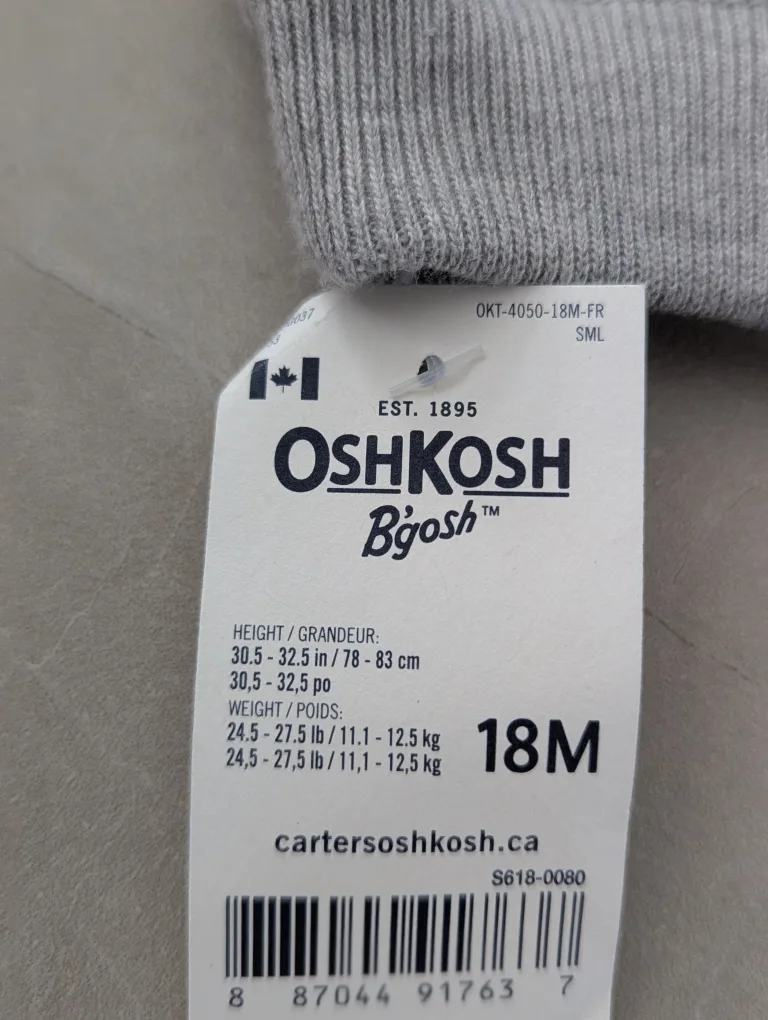 *New* OshKosh B'gosh Grey Zip-Up Hoodie - 18M image indicator(4)