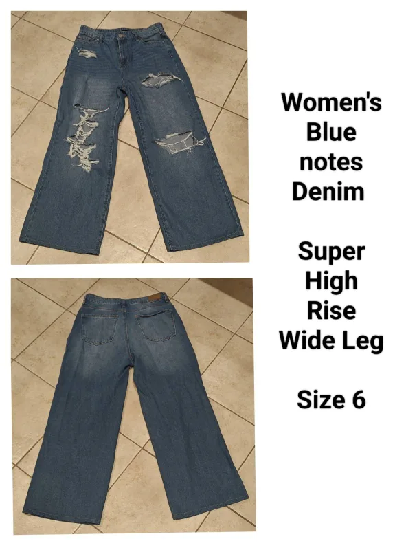 Blue Notes Denim Super High Rise Wide Leg Jeans - Size 6 thumbnail