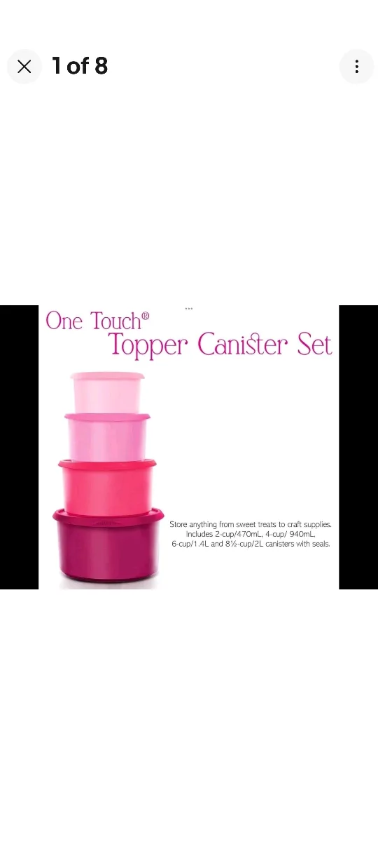 New Tupperware Stacking Canisters - Pink Tones thumbnail