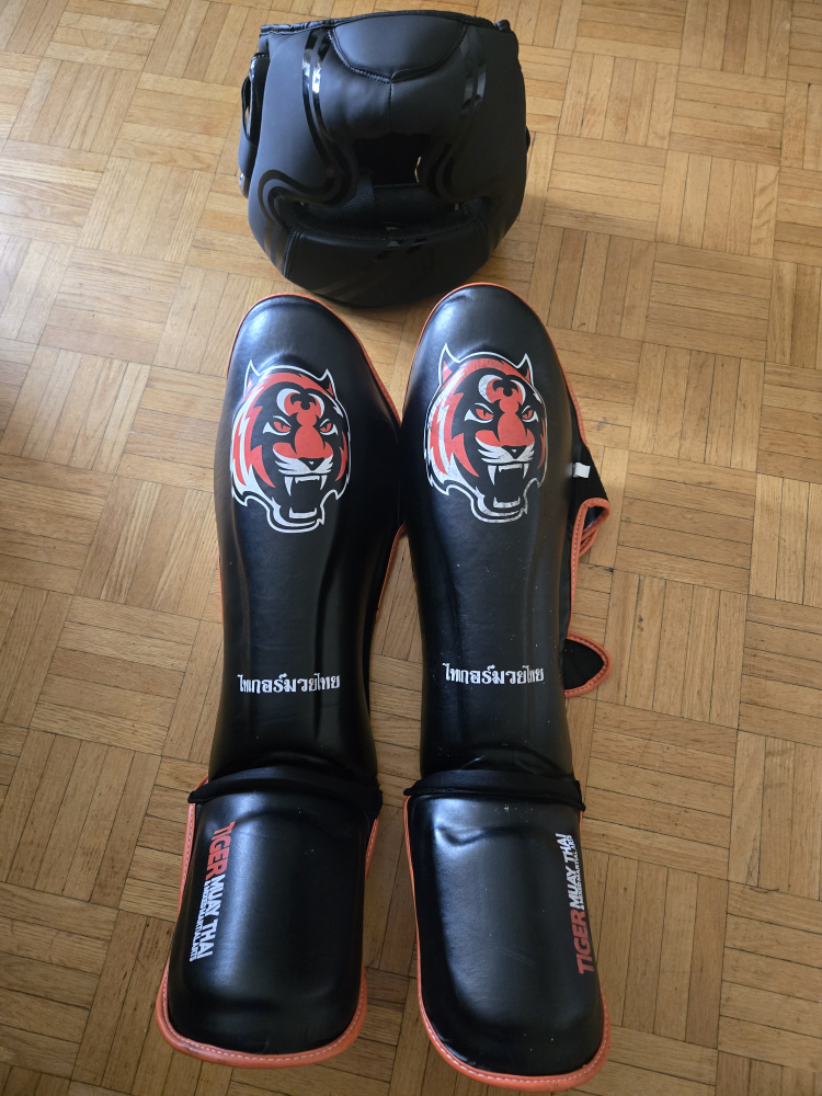 Tiger Pro martial arts Head Guard & Shin Guards Set