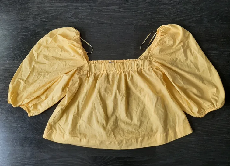 MNG Yellow Puff Sleeve Top - Size M thumbnail