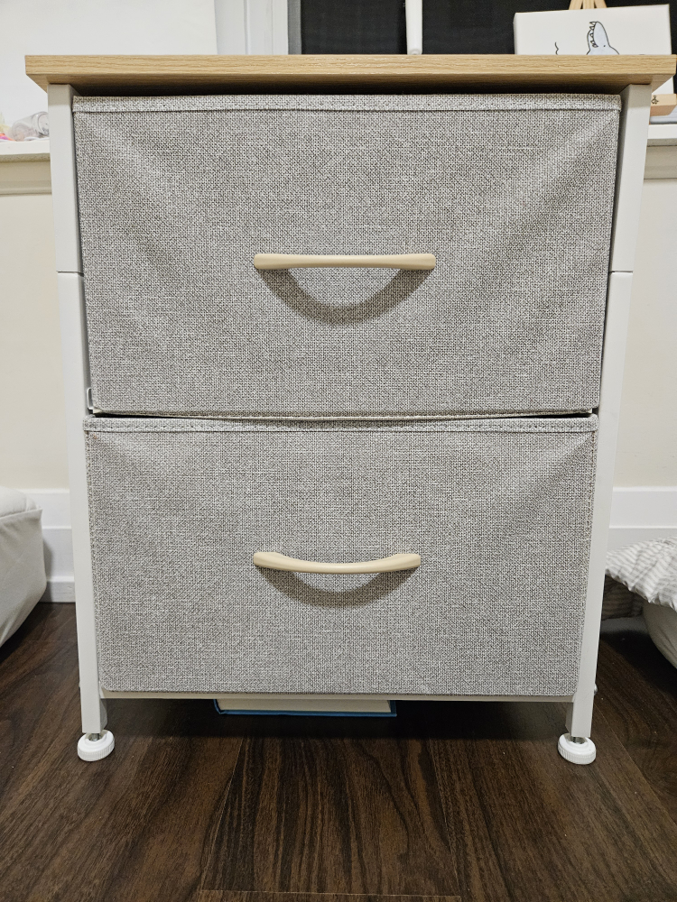 Somdot Nightstand with 2 Drawers - Ash Grey