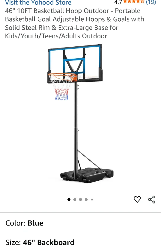 Yohoop 46" Basketball Hoop Outdoor - Blue thumbnail
