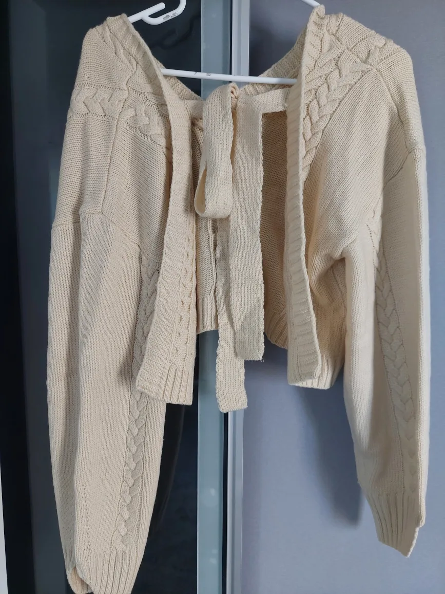 Cream Knit Cardigan Sweater image indicator(2)