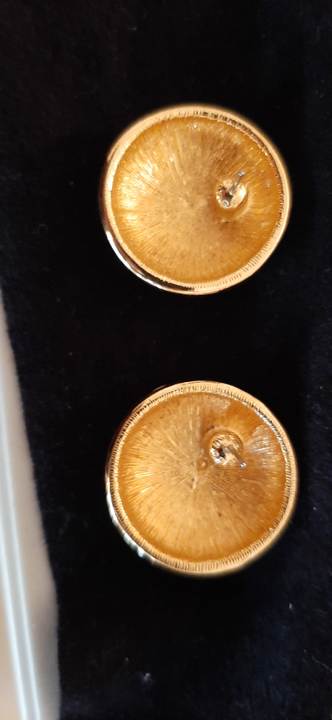 Vintage Monet Gold Tone Button Earrings - photo 4