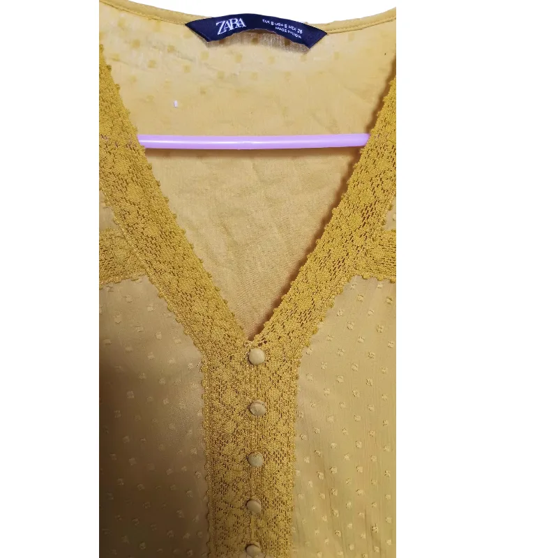 Zara Yellow Pleated Mini Dress - Size S image indicator(2)