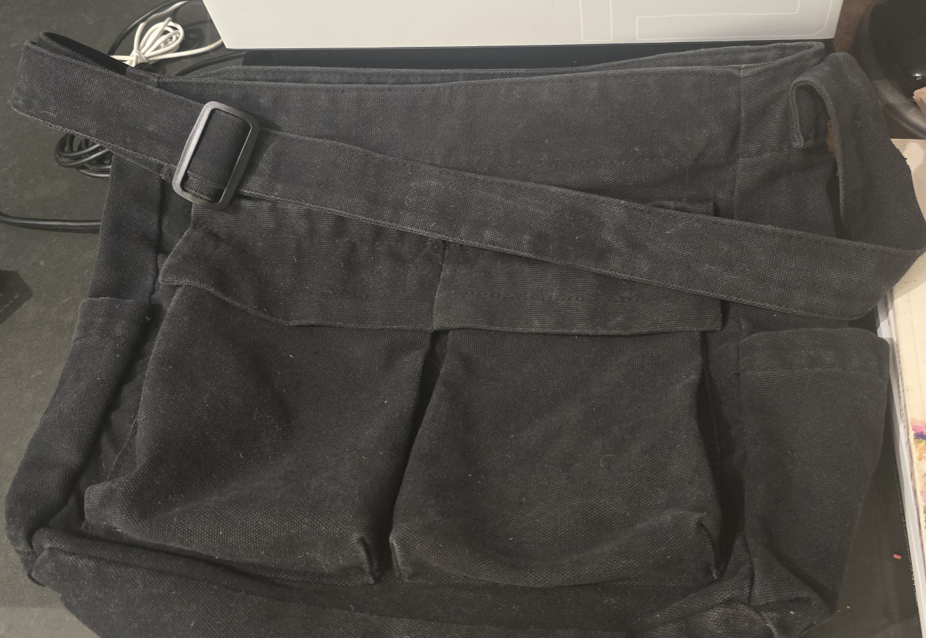 Black Canvas Messenger Bag