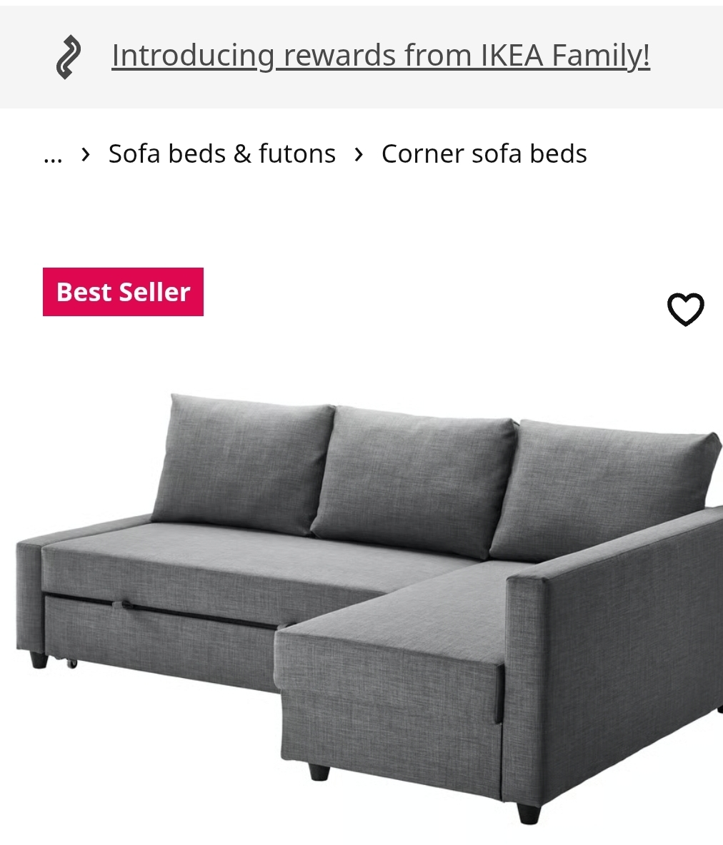 IKEA Corner Sofa Bed - Grey