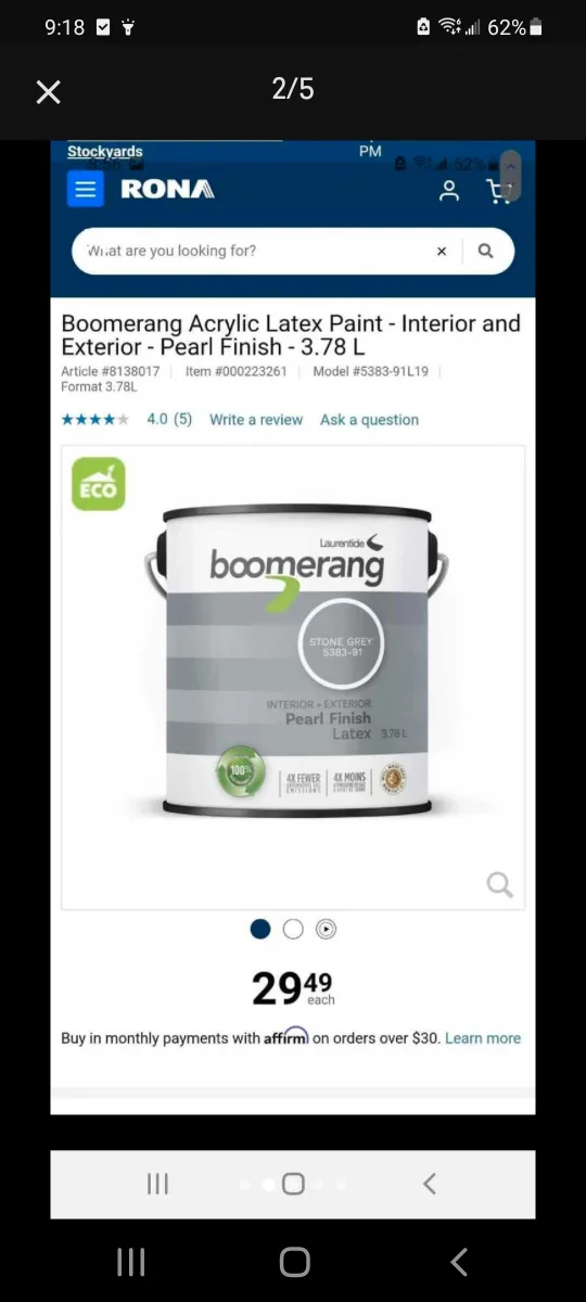 Boomerang Stone Grey Pearl Finish Paint 3.78L thumbnail