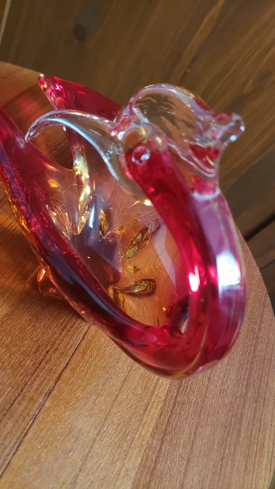 Red & Amber Art Glass Bird Murano image indicator(7)