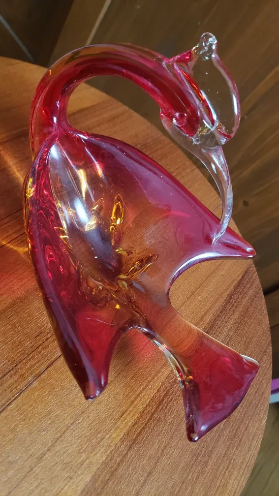 Red & Amber Art Glass Bird Murano image indicator(8)
