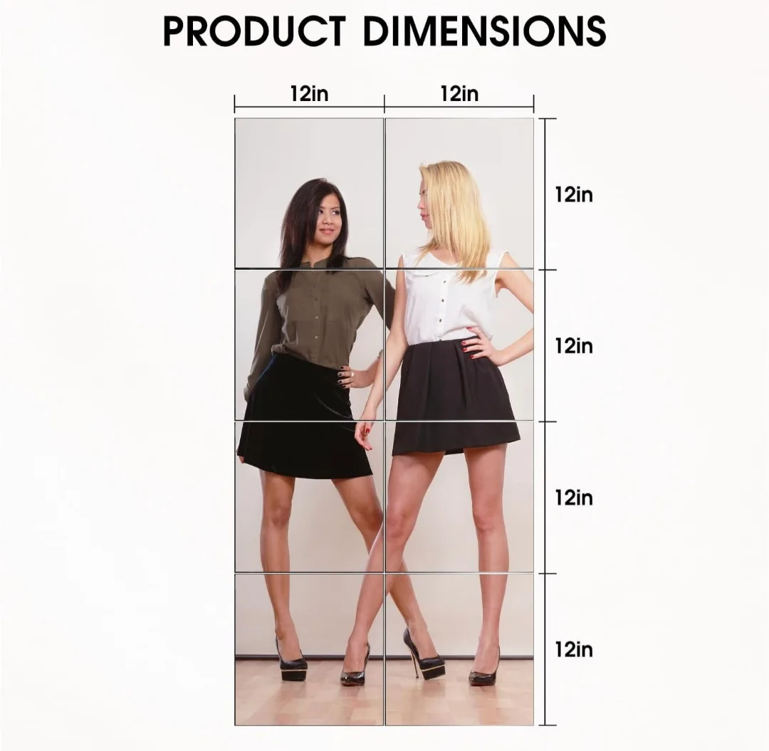 Set of 9 Square Frameless Mirror Tiles - 12x12 in image indicator(3)