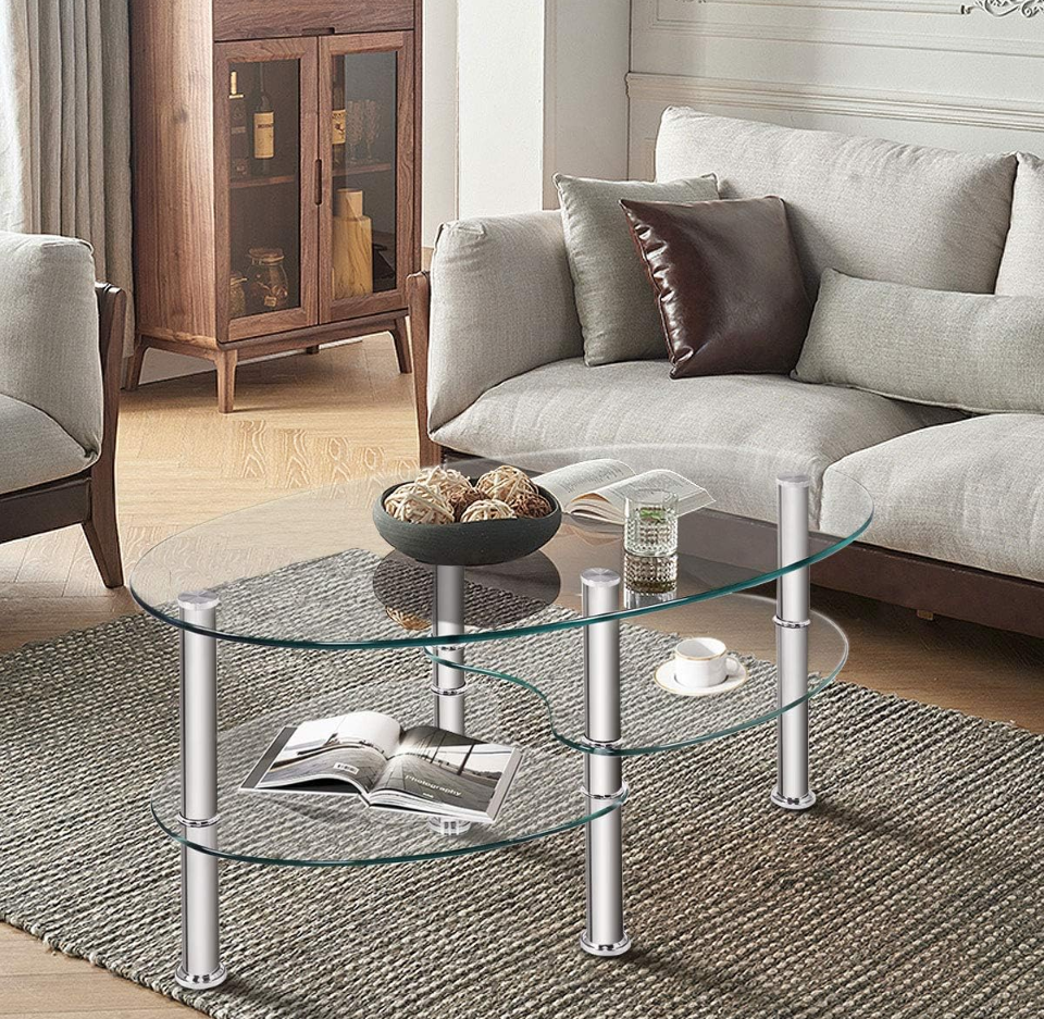 Tempered Glass Coffee Table - Oval - photo 3
