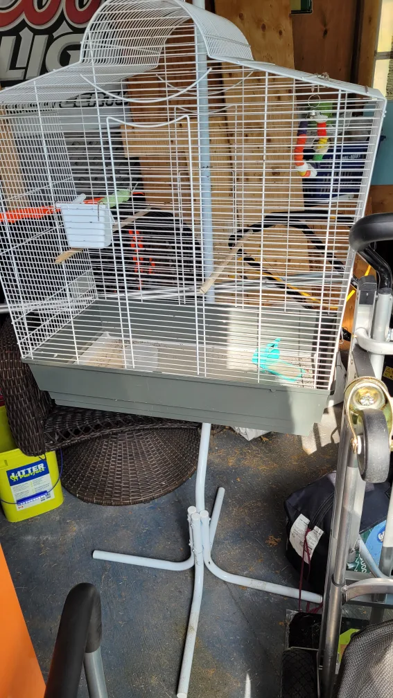 Bird Cage with Stand - White