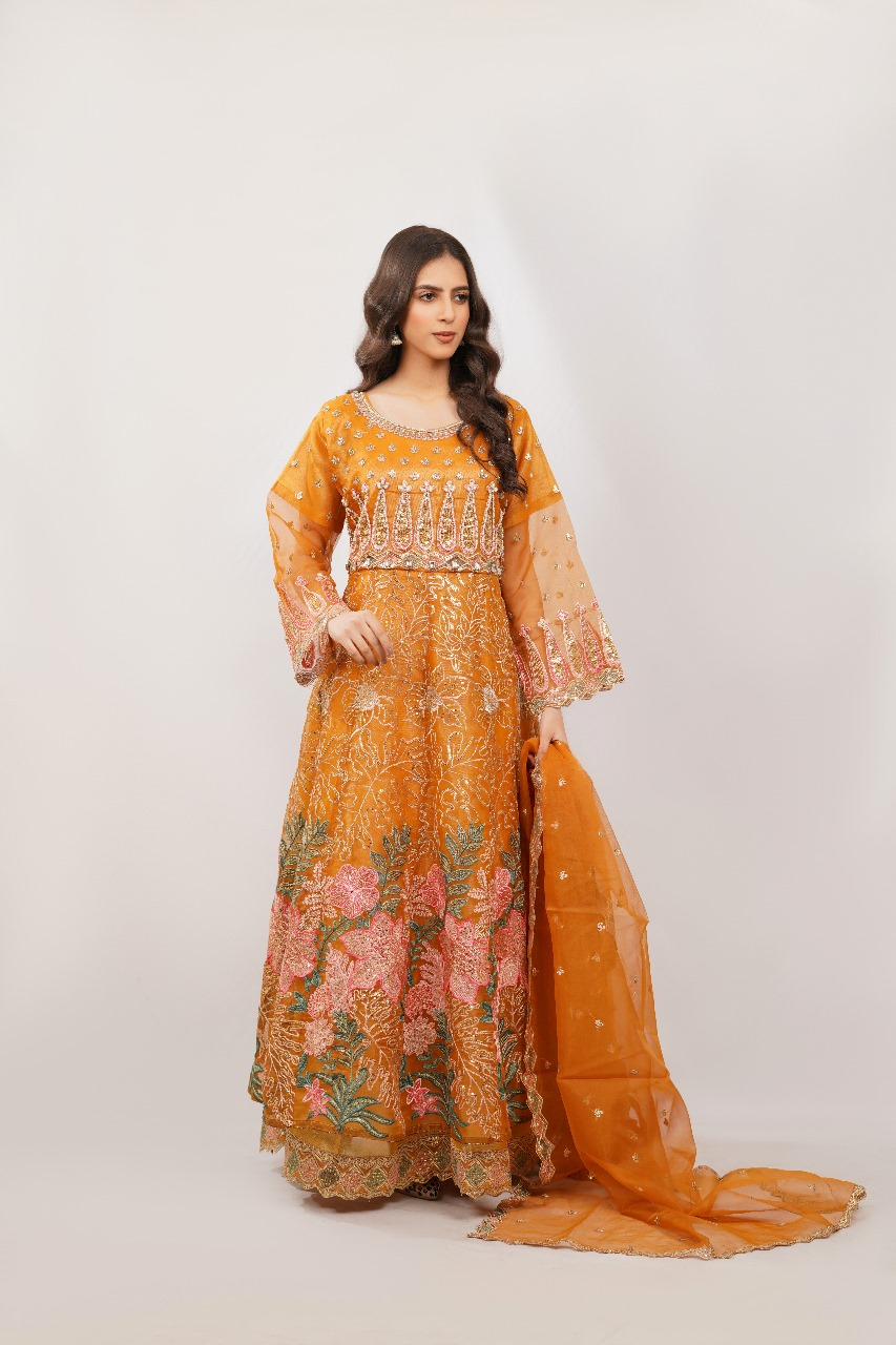 Orange Embroidered Formal Dress - photo 2