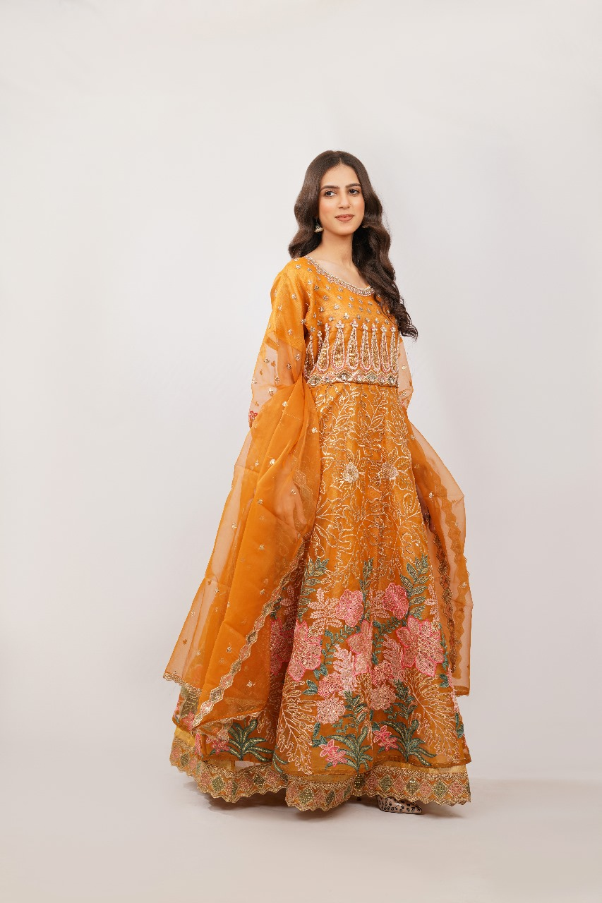 Orange Embroidered Formal Dress - photo 3