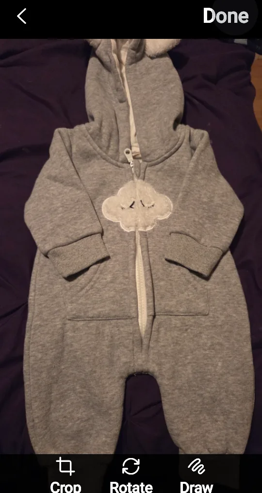 Grey Baby Onesie with Cloud Design thumbnail