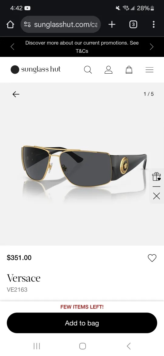 Versace Sunglasses with Box image indicator(8)