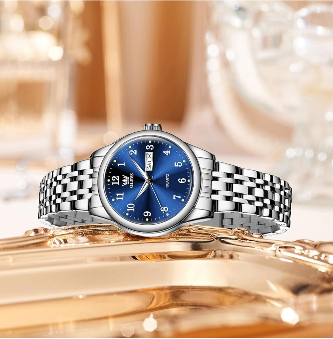 Olevs Quartz Blue Dial Silver Band Watch - photo 5