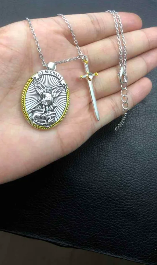 St. Michael Silver Pendant Necklace thumbnail