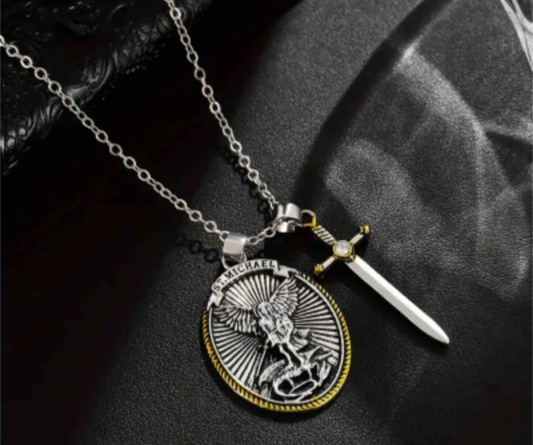 St. Michael Silver Pendant Necklace image indicator(5)