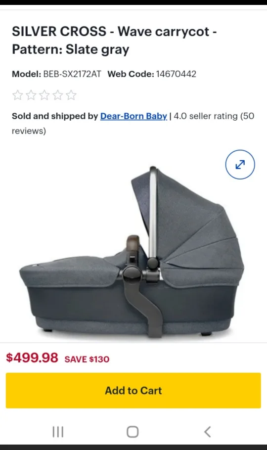 SILVER CROSS- Wave Carrycot- Pattern: Slate Grey image indicator(6)