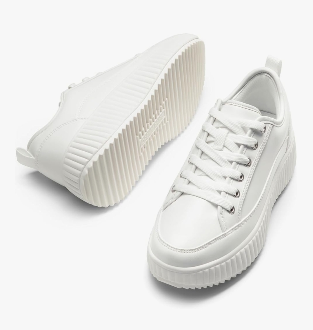 Dream Pairs Women’s Platform Sneakers, White/PU, Size 7, Lace-Up - photo 3
