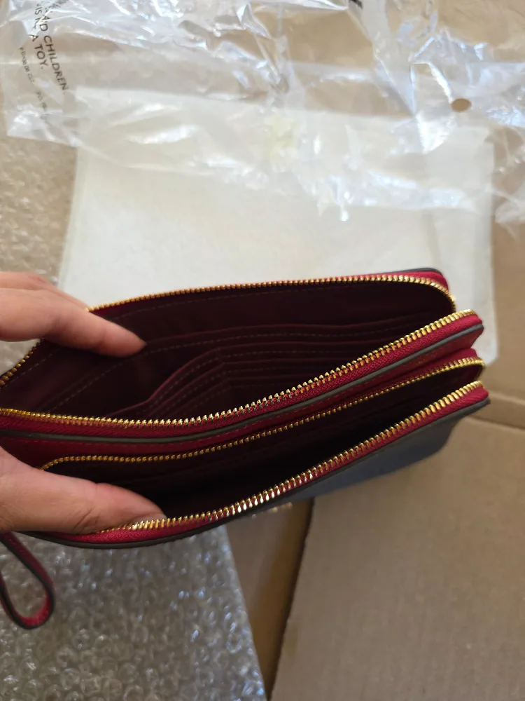 New Coach Large Wristlet Wallet - Brown/Red image indicator(2)