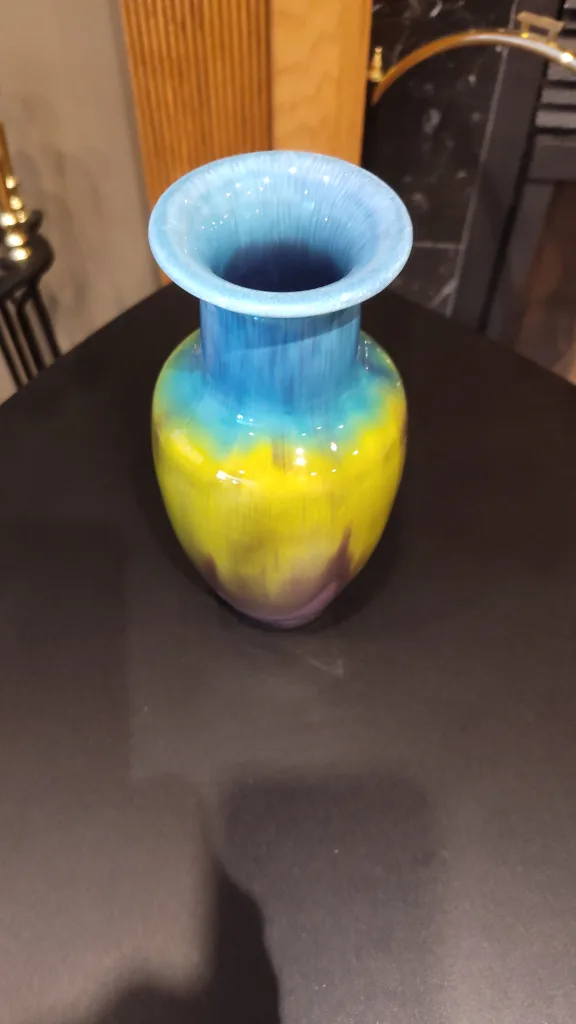 Blue, Yellow, Purple Ceramic Vase image indicator(2)