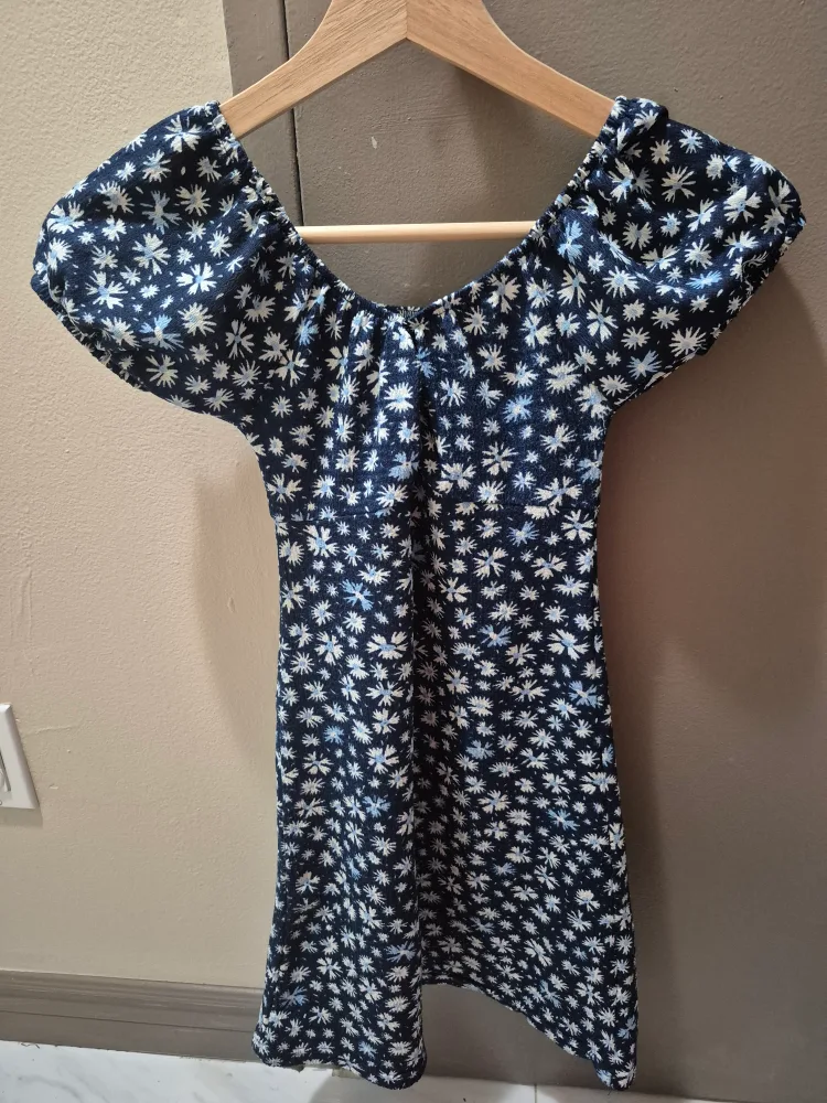Floral Print Dress - Navy Blue 7/8 yrs thumbnail