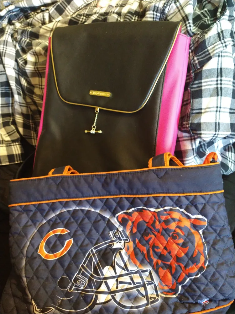 New Juicy Couture Hot Pink and Black Backpack&Chicago Bears Bag thumbnail